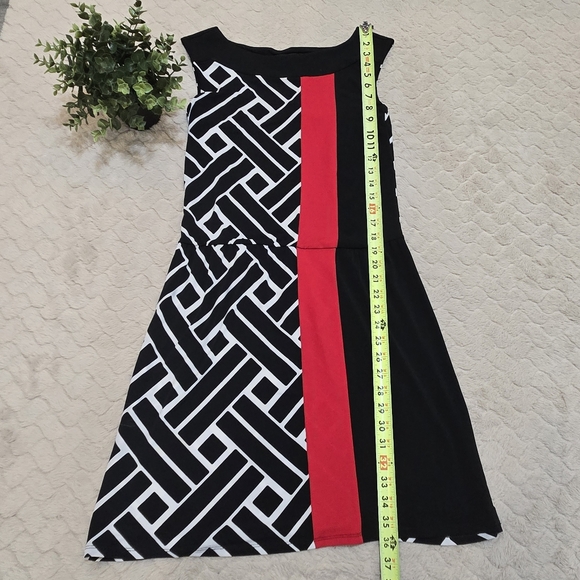 White House Black Market Black and White Colorblock Red Stripe Dress, Size XXS - Picture 4 of 7